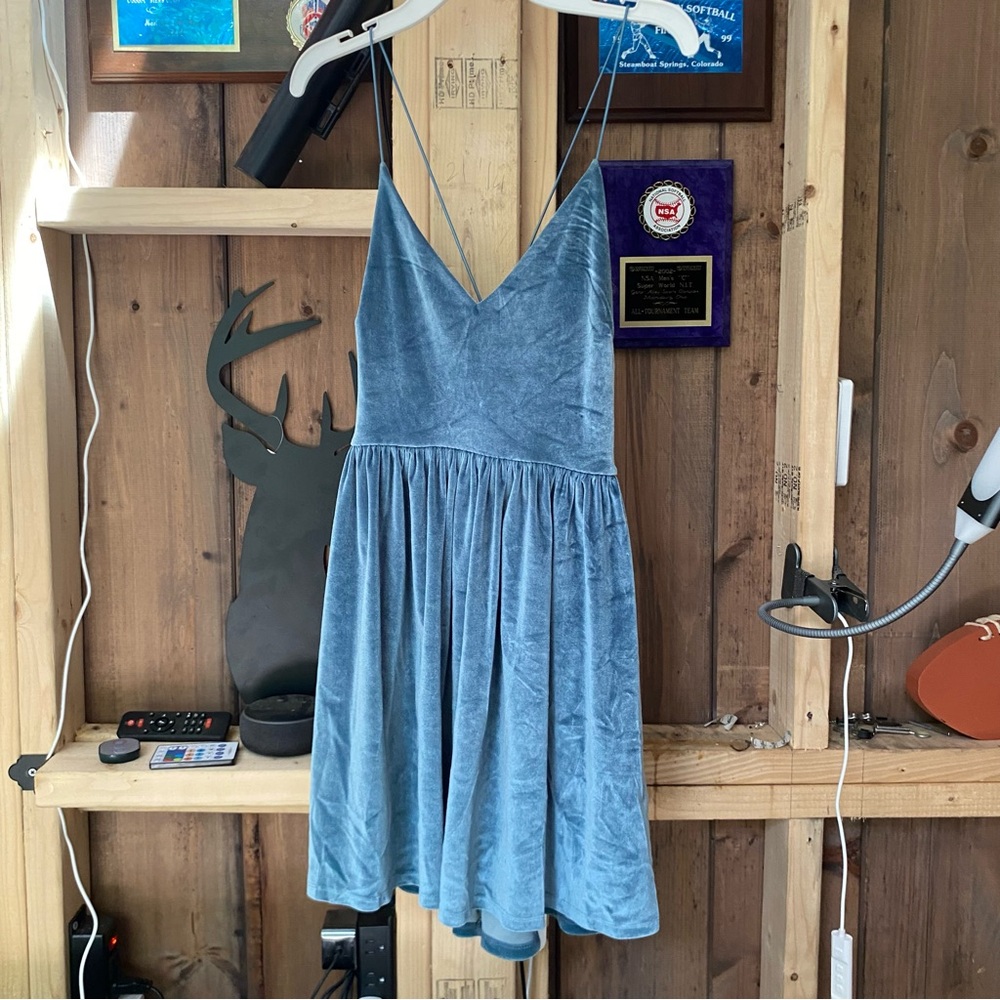 forever 21 blue velour mini dress